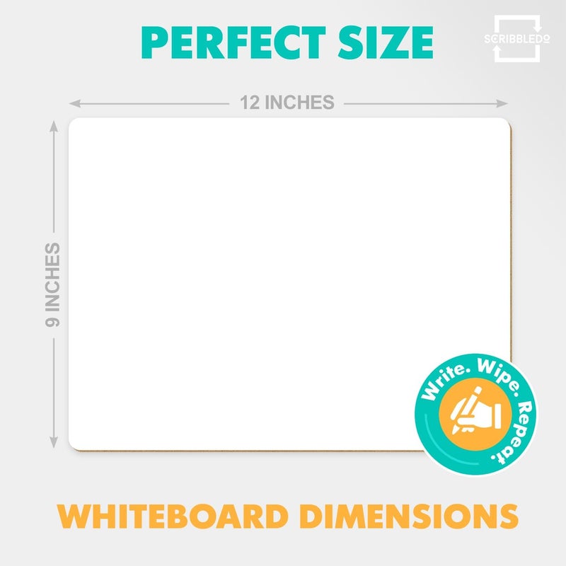 Scribbledo Small White Board Dry Erase Mini Whiteboard 9x12 Inch Small Dry Erase Board Marker Board Dry Erase Lapboards Handheld Personal White Boards for Students Whiteboard Office - Image 3